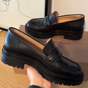 Gianvito Rossi Black Argo Chunky Leather Loafers
